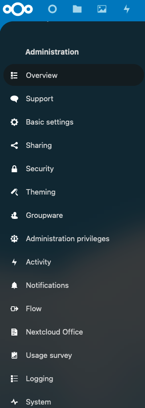 The Nextcloud Office administration option The Nextcloud Office administration option