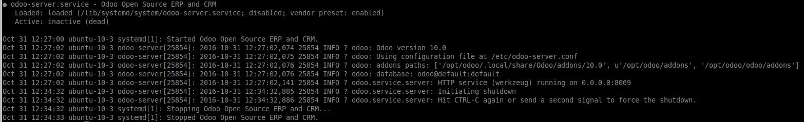 Odoo service status inactive Odoo service status inactive