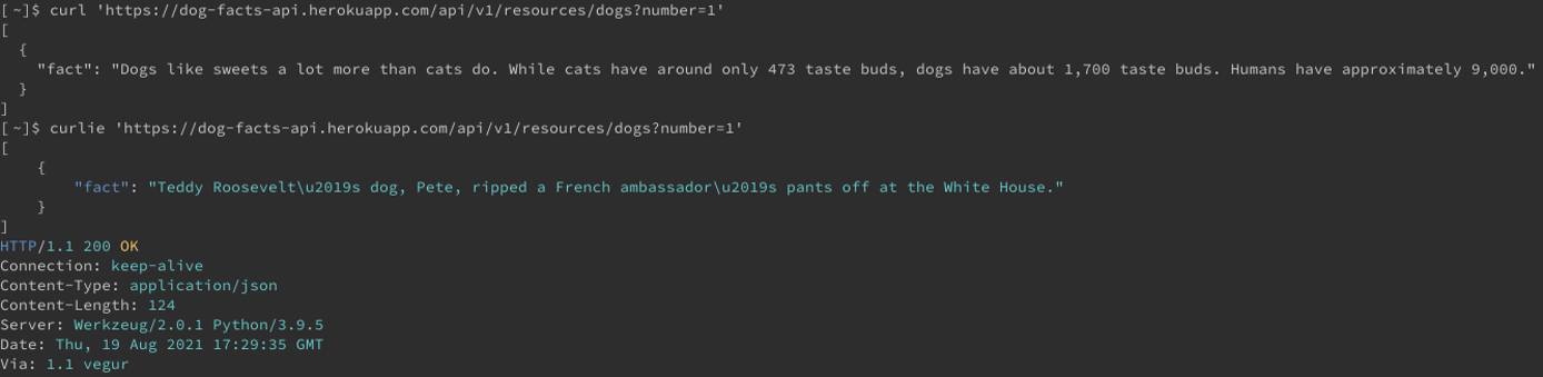 Syntax highlighting in curlie, vs curl Syntax highlighting in curlie, vs curl