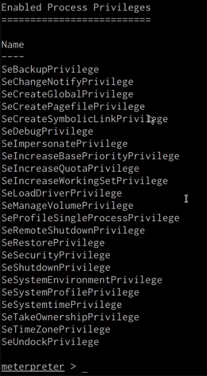 getprivs output getprivs output