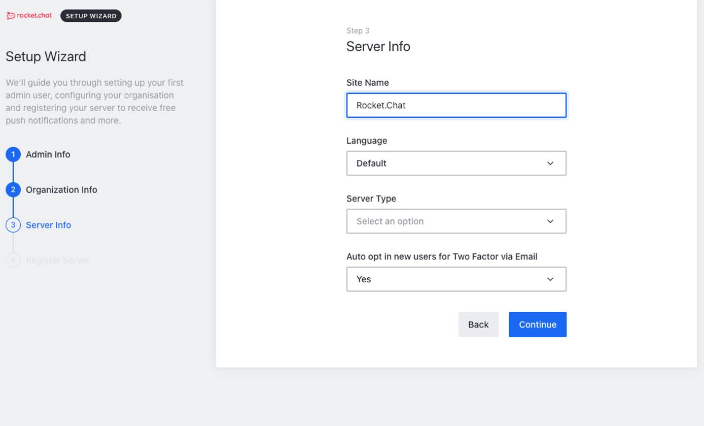 Rocket.Chat Step 3 Rocket.Chat Step 3