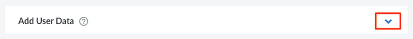 Screenshot of the Add User Data section in Cloud Manager Screenshot of the Add User Data section in Cloud Manager