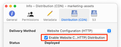 Screenshot of the Enable Website checkbox Screenshot of the Enable Website checkbox